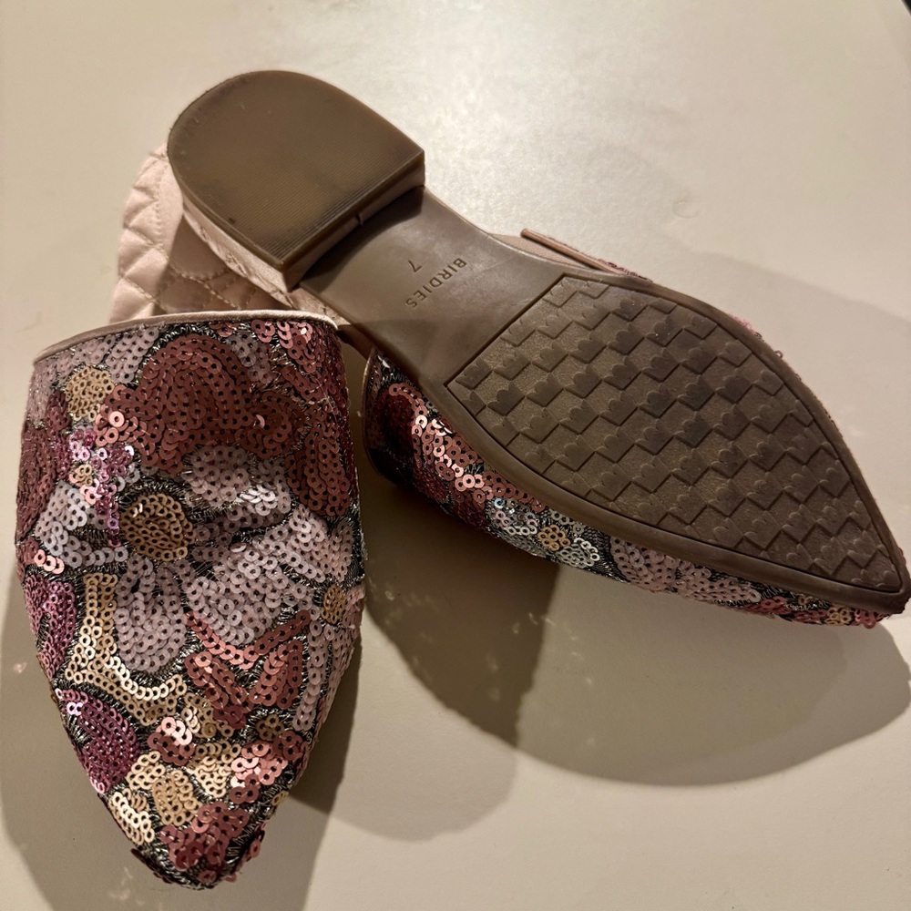 Birdies Dove pink petal sequin slides floral mule 7 - Picture 5 of 6